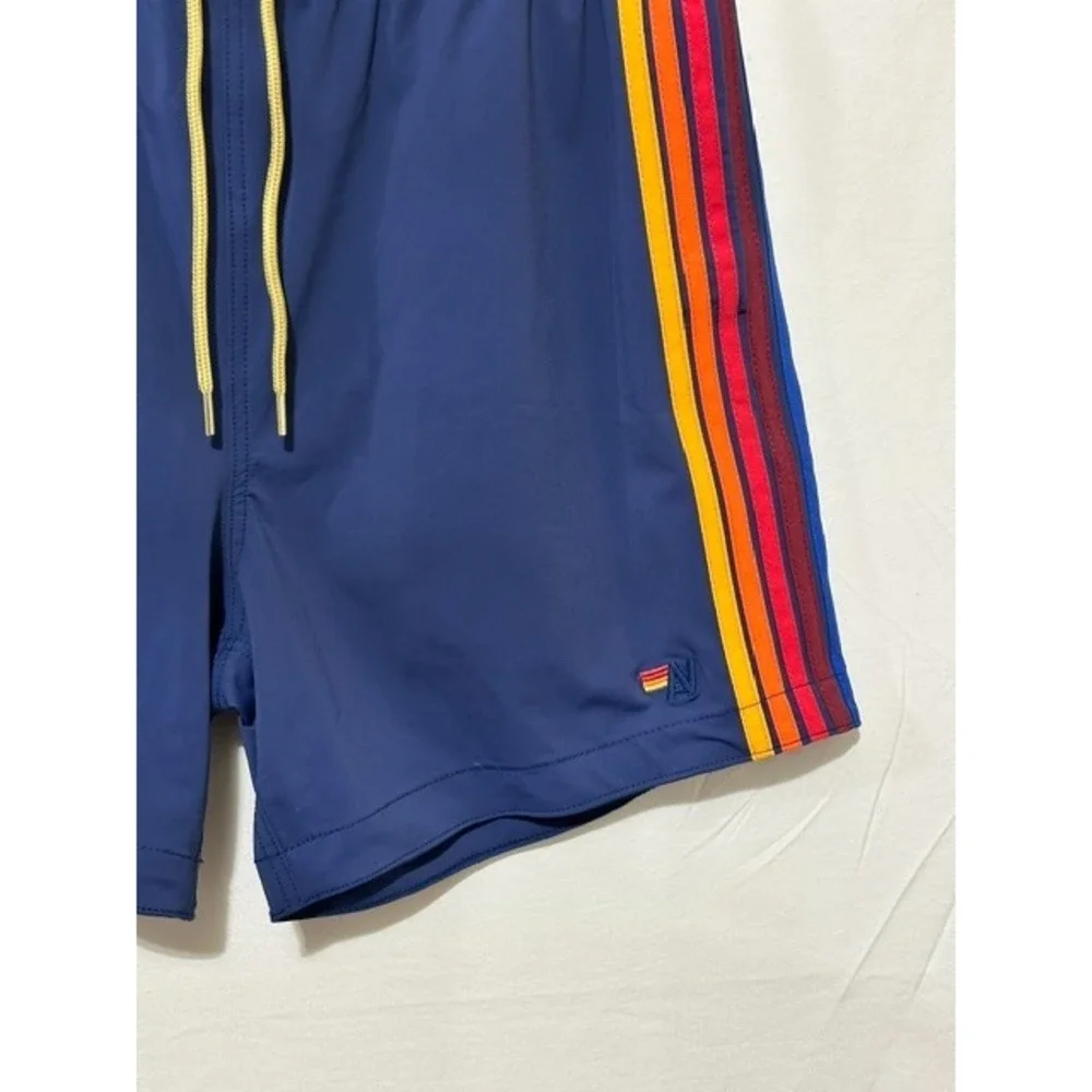 Aviator Nation Men's 32 Navy Blue 5 Stripe Flex Board Shorts 5